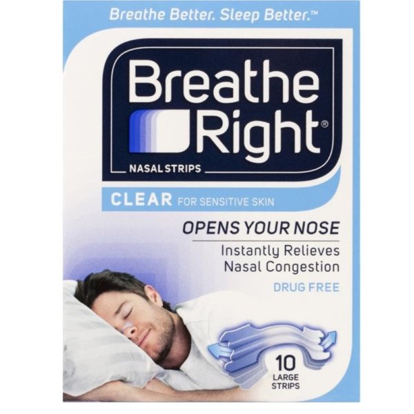 breathe right nasal strips lge clear 10