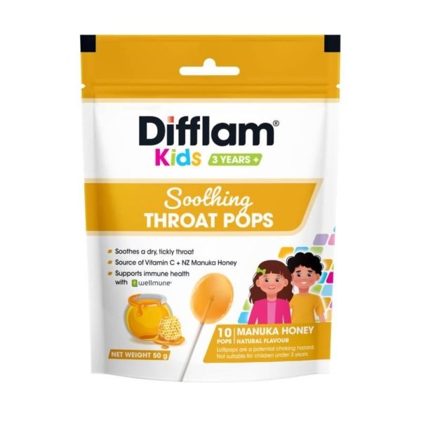 difflam kids throat pops manuka 10