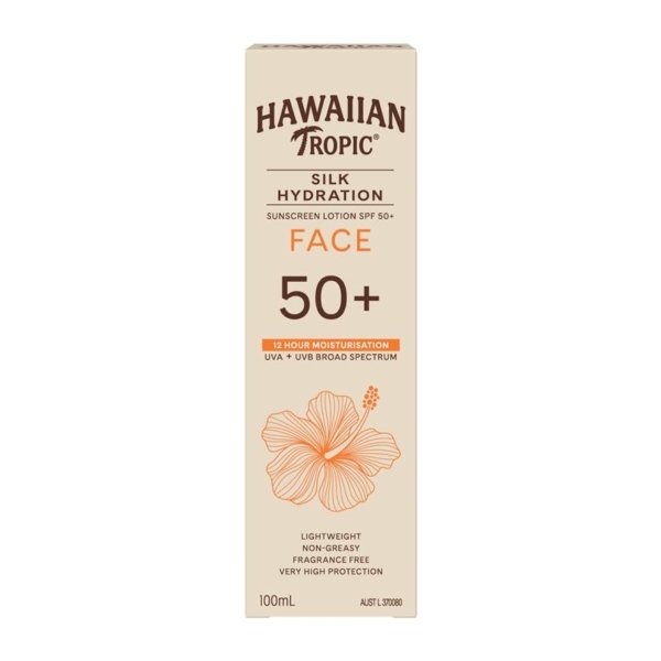 hawaiian tropic silk hyd face f/f spf50+ 100ml