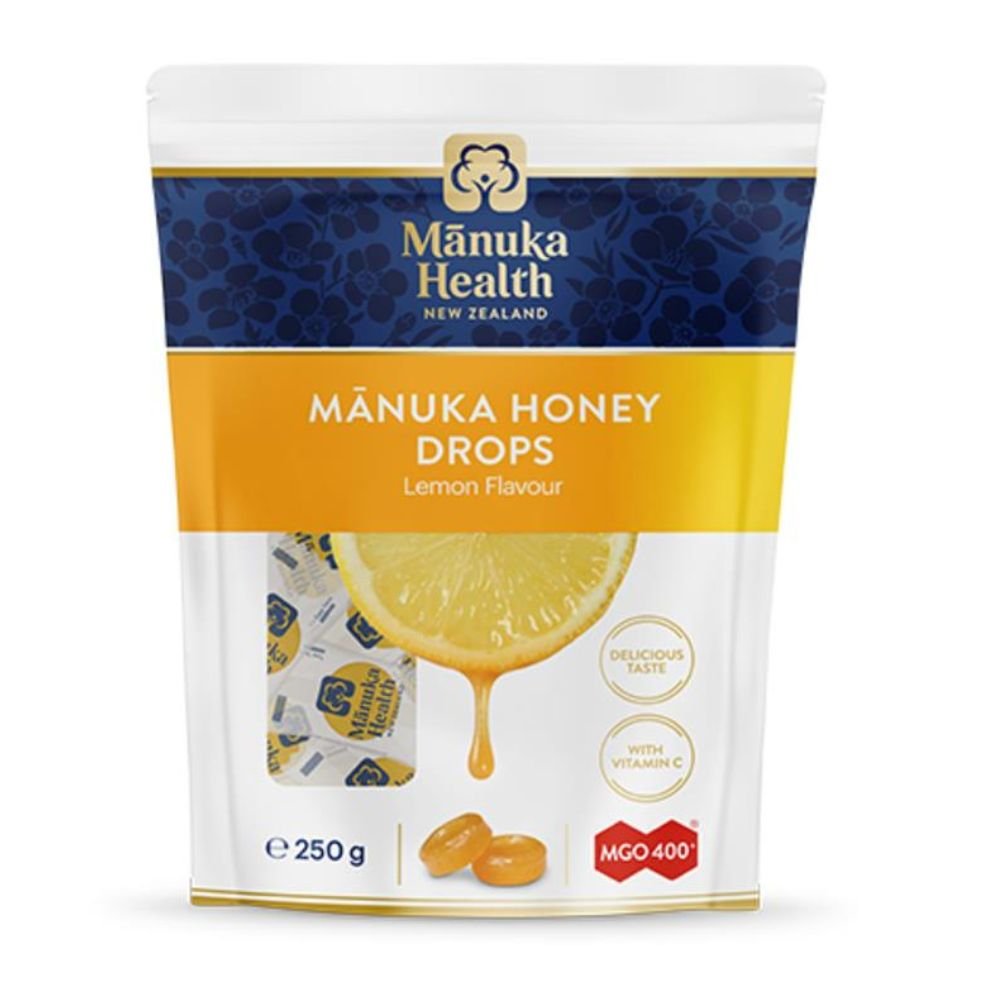 manuka health drops lemon pouch 250g manuka health drops lemon pouch 250g