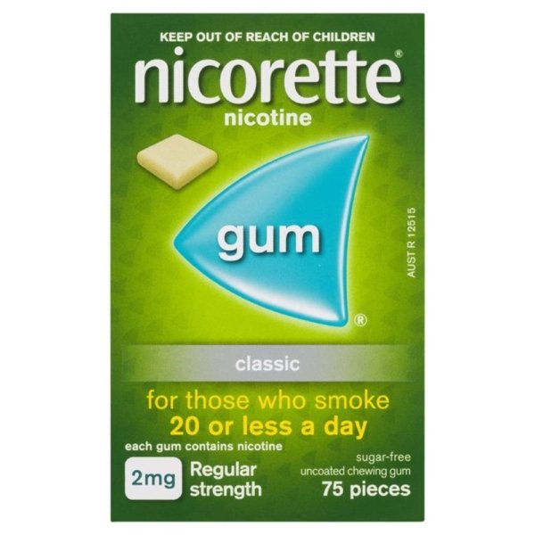 nicorette gum classic 2mg 75