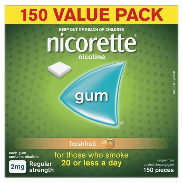 nicorette gum fresh fruit 2mg 150