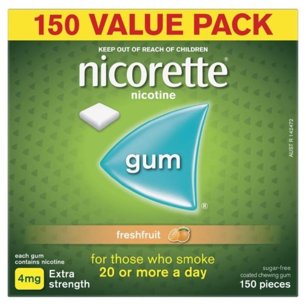 nicorette gum fresh fruit 4mg 150