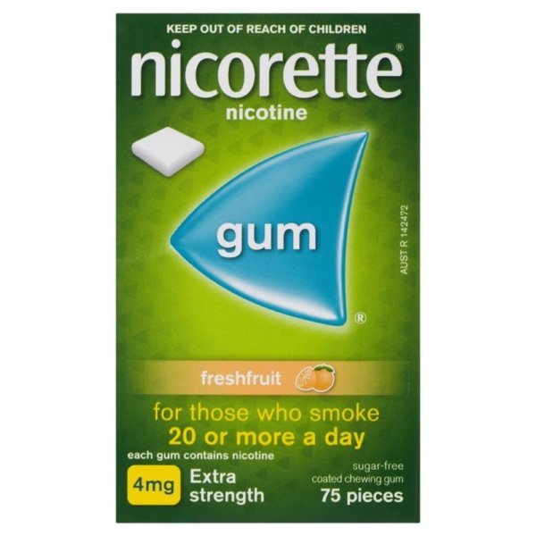 nicorette gum fresh fruit 4mg 75