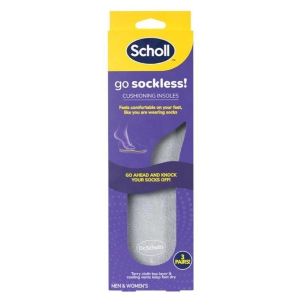 scholl go sockless cushion insole 3pk
