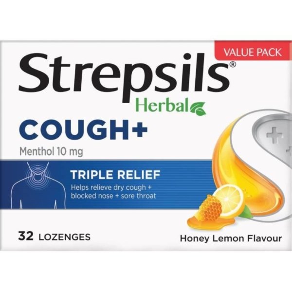 strepsils loz herbal cough honey lemon 32