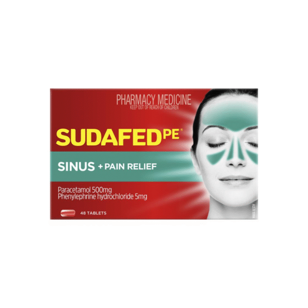sudafed pe sinus + pain tab 48